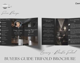 Silver Luxury Buyer's Guide Brochure, Real Estate Tri-Fold Brochure, Tri-fold Real Estate, Buyer Guide, Real Estate Marketing, Double-Sided