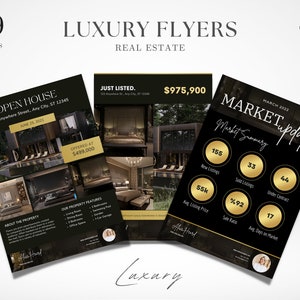 Luxury Real Estate Marketing Flyer Templates | Realtor Flyer Bundle | Luxury Flyers | Real Estate Marketing Essentials | Canva Flyers