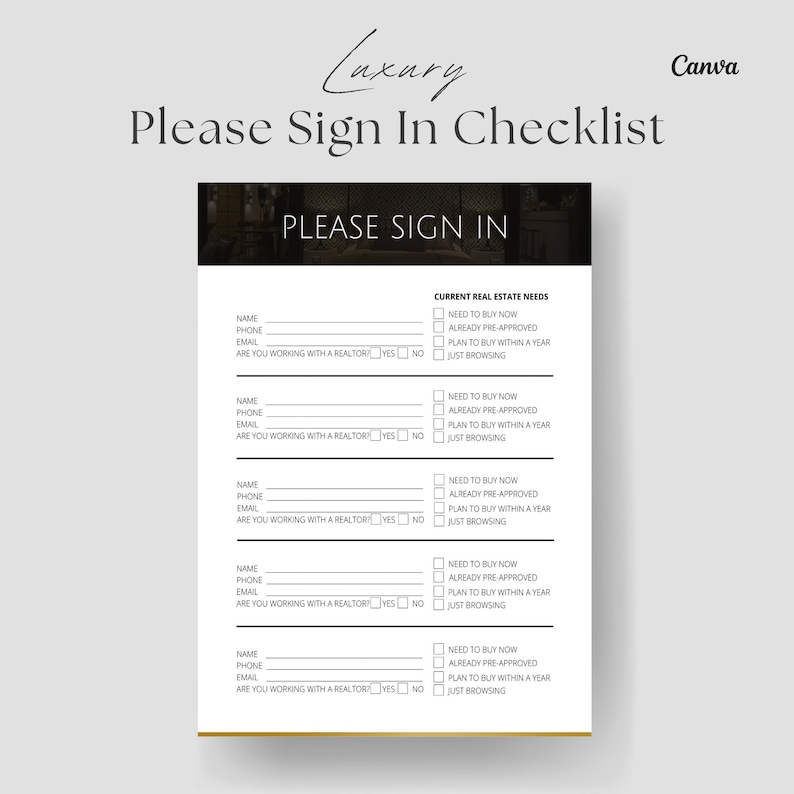 Real Estate Open House Sign in Sheet, Realtor Open House, Sign in Sheet ...