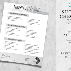 Real Estate Home Showing Checklist, Real Estate Marketing, Printable Seller Checklist, Real Estate Listing Presentation, Editable, Instant