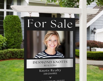 Real Estate For Sale and Open House Sign | DIY Canva Template or Custom Design | Silver Yard Sign | Yard Sign Template