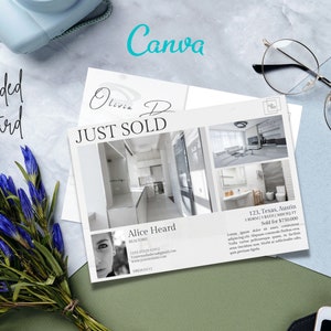 Real Estate Just Sold Postcard, Real Estate Marketing, Editable Canva Template, Farming Postcards, Realtor Farming, Realtor Postcard