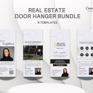 Real Estate Door Hangers | Door Hanger Bundle | Real Estate Farming | Realtor Branding | Editable Canva Templates | 2025