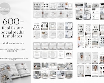 Real Estate Social Media Template | Realtor Social Media Guide | Real Estate Instagram Template | Realtor Social Media Canva Templates