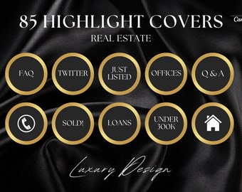 Realtor Instagram Highlight Covers | Luxury Instagram Highlights Icon Real Estate | Social Media | Realtor Marketing | Gold Realtor