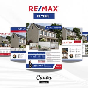 RE/MAX Real Estate Flyer Template | Editable in Canva | Just Listed, Open House & More | Re/max Canva | Ready to print