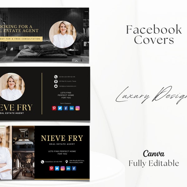 Luxury Real Estate Facebook Covers | Realtor Facebook Covers | Modern Real Estate Templates | Realtor Marketing