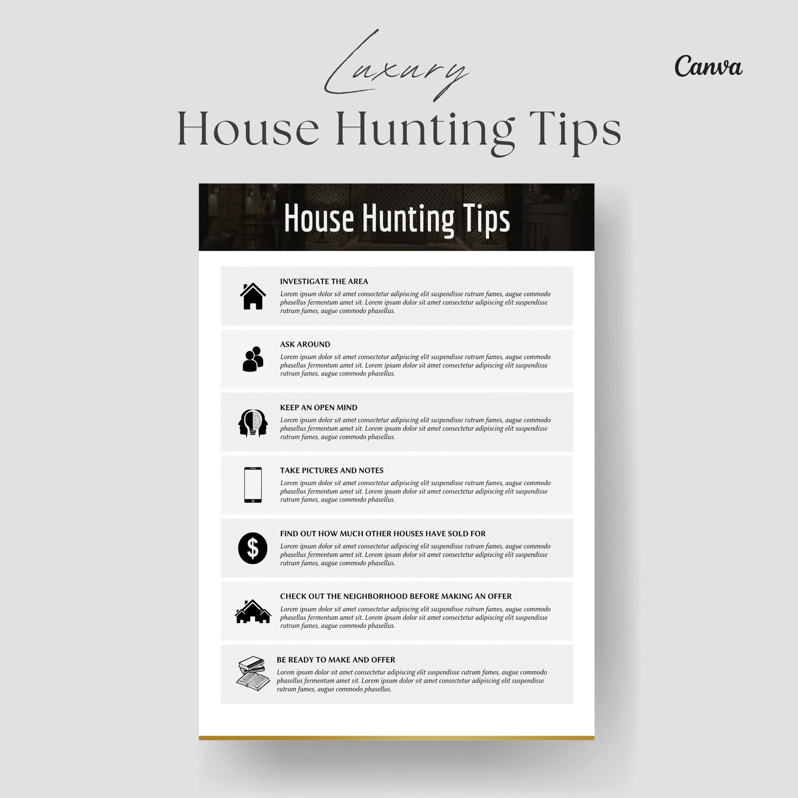 House Hunting Checklist, Real Estate Templates, Home Buyer Packet ...