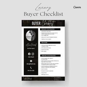 Real Estate Home Buyer&#39;s Checklist, Luxury Real Estate Marketing, Printable Checklist, Real Estate Buyer&#39;s Guide, Canva Template