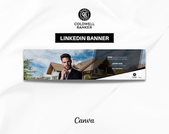 Coldwell Banker Luxury LinkedIn Banner | Black & White Real Estate LinkedIn Cover Template | Editable Canva Design