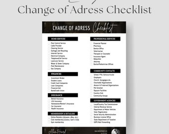 Change of Address Checklist, Real Estate Marketing, Real Estate Flyer, Closing Checklist, Real Estate Checklist, Moving Checklist, Canva