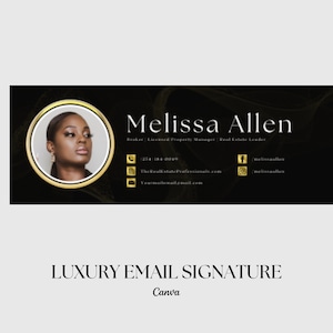 LYXIG e-postsignatur | Gmail-signatur | Fastighetsmarknadsföring | Modern mäklarmall | Redigerbar Canva e-postsignatur