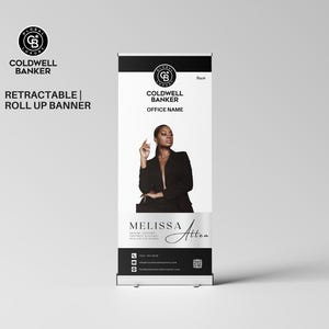 Coldwell Banker Luxury Retractable Banner Template | Black & White Roll-Up Banner | Editable Canva Real Estate Display