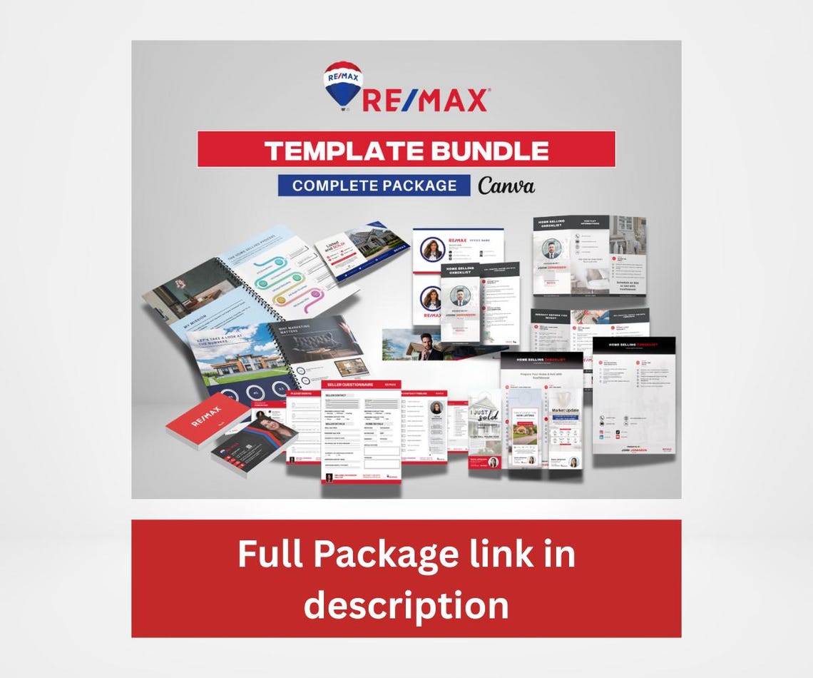 RE/MAX Real Estate Checklist Bundle | Editable Canva Templates | Seller ...