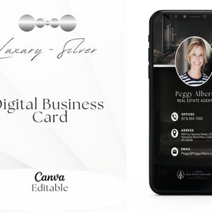 Silver Digital Business Card | Realtor Business Card | Real Estate Business Card | Realtor Prospect Card | Realtor Canva