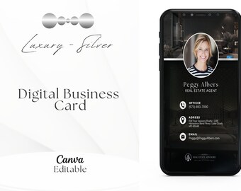 Silver Digital Business Card | Realtor Business Card | Real Estate Business Card | Realtor Prospect Card | Realtor Canva