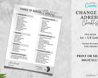 Change of Address Checklist, Real Estate Marketing, Real Estate Flyer, Closing Checklist, Real Estate Checklist, Moving Checklist, Canva