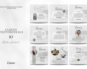 10 Client Testimonial Social Media Posts | Reviews | Client Testimonial Instagram Posts | Real Estate Marketing | Instagram | Facebook Posts