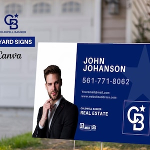 Coldwell Banker Yard Sign Bundle | Real Estate Sign Templates | 5 Editable Canva Signs | Open House, For Sale, Sold & More