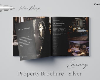 Silver Luxury Property Brochure | Real Estate Property Magazine| Open House Magazine | Realtor Home Brochure| Realtor Feature Sheet