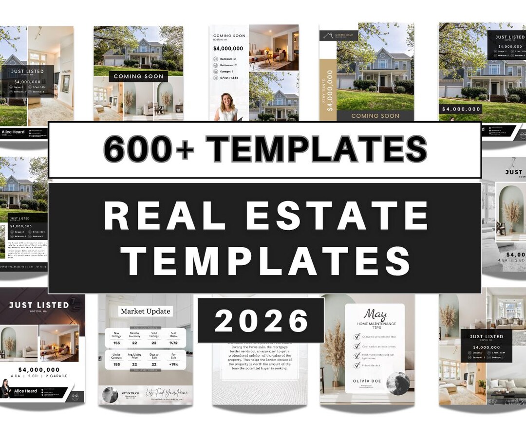 Real Estate Social Media Templates 2026 | Just Listed Post | Just Sold ...
