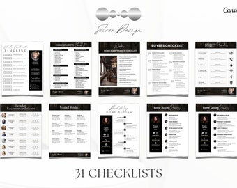 Silver Luxury Real Estate Checklist | Realtor Checklist | Luxury Checklist | Canva Realtor | Real Estate Template | Realtor Guide