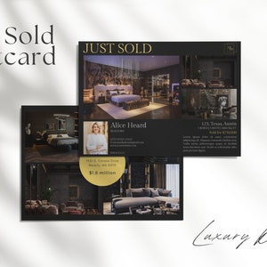 Luxury Just Sold Postcard Templates for Canva | Real Estate Templates | Luxury Realtor Canva Templates | Mailers