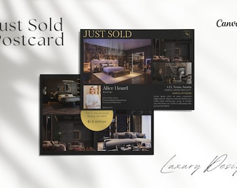 Luxury Just Sold Postcard Templates for Canva | Real Estate Templates | Luxury Realtor Canva Templates | Mailers