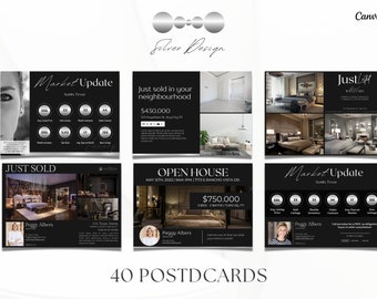 Silver Luxury Real Estate Postcards | Realtor Black and Gold Postcards | Realtor Intro Card | Realtor Marketing Tool | Luxury Agent Postcard