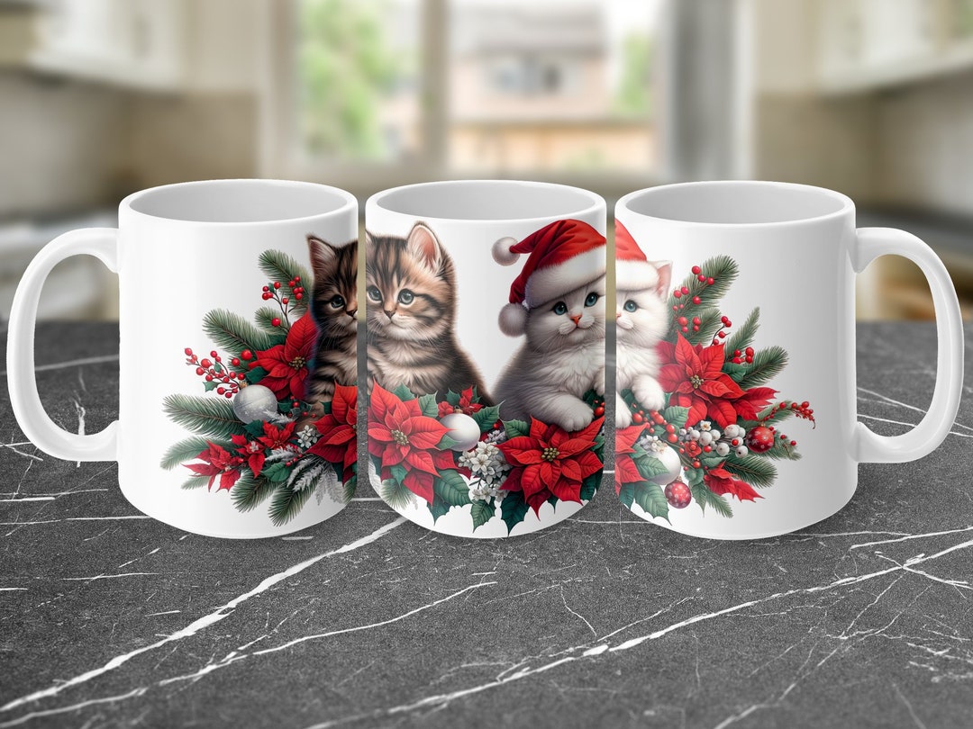 Christmas Kittens Digital Mug Wrap 11oz and 15oz Designs Etsy