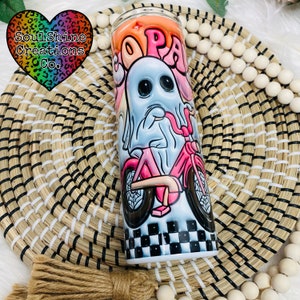 Cycopath Halloween 3D Puff Tumbler, 20 oz. Skinny, Tumbler cup with straw, Halloween Cup, retro tumbler, cute spooky ghost tumbler