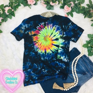 Tie Dye Tee Deep Space Rainbow Nebula Galaxy, Hand Dyed, Bright, Tie Dye Shirt