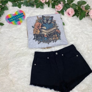 Think Smutty Thoughts Bookish Graphic Tee, Reader T-Shirt, Vintage Style, BookTok, Smut, Spicy Books