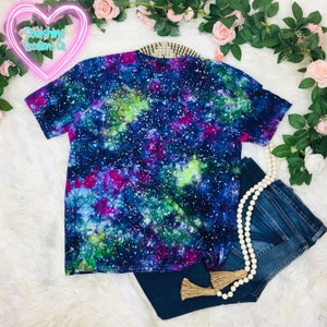 Star Series Northern Lights Galaxy Hand Dyed Ice Dye Bright Tie Dye Shirt