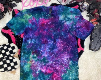 Star Series Northern Lights Galaxy Hand Dyed Ice Dye Bright Tie Dye Shirt