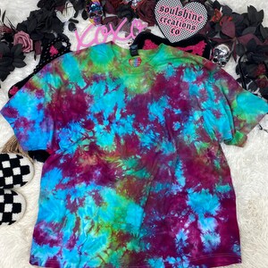 Aurora Borealis Hand Dyed Ice Dye Bright Tie Dye Shirt