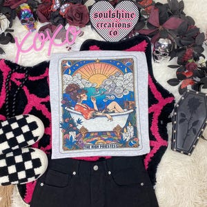 Camiseta gráfica de la carta del Tarot de la Suma Sacerdotisa, camiseta 420, estilo vintage, camiseta de fumador.