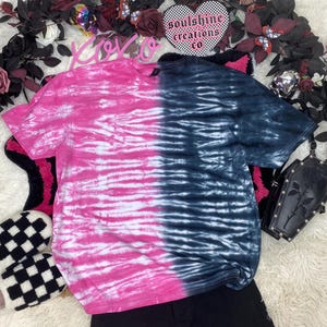Punk Princess Split Tie Dye Shirt | Pink & Black