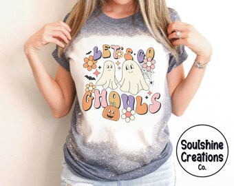 Let's Go Ghouls Camisa blanqueada / Lindo fantasma / Retro / Hippie / Halloween