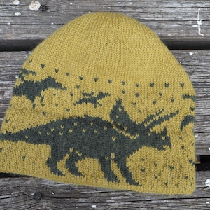 KNITTING PATTERN *Triceratops hat* pattern for knitted dinosaur hat