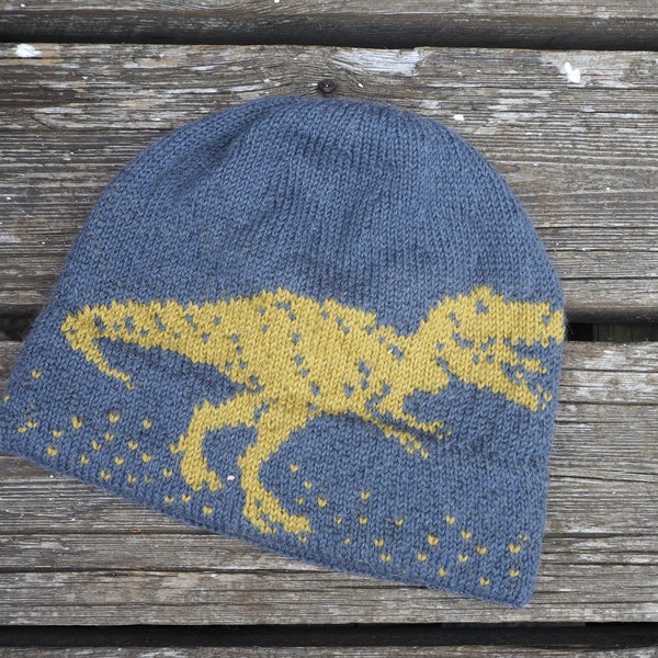 Patrón de gorro de T-Rex tejido: Gorro de invierno de dinosaurio (patrón PDF)