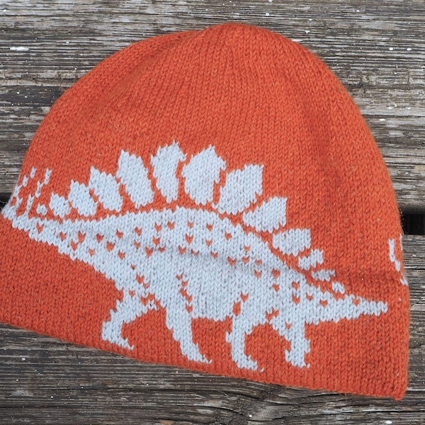 Patrón de tejido de sombrero de estegosaurio, gorro de dinosaurio de invierno (patrón PDF)