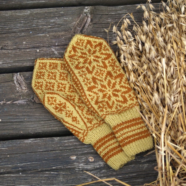 KNITTING PATTERN *Fjellsol mittens* pattern for Norwegian knitted mittens