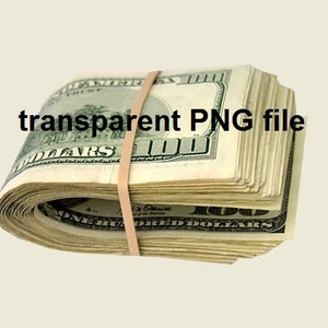 May include: A stack of US $100 bills bundled together with a rubber band.