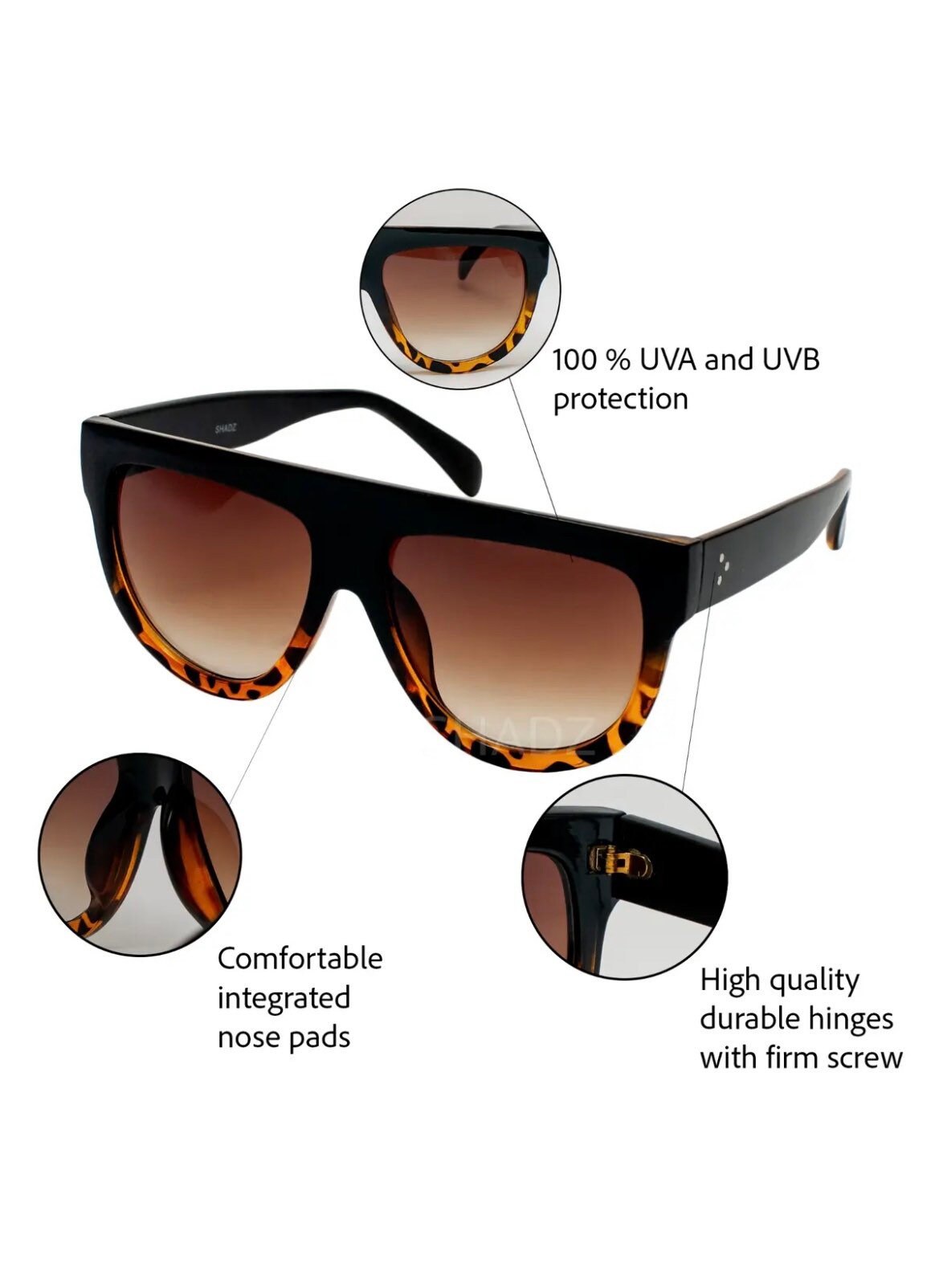 Sunglasses Thin SHADOW TEARDROP Oversized Flat Top Aviator -  Hong Kong