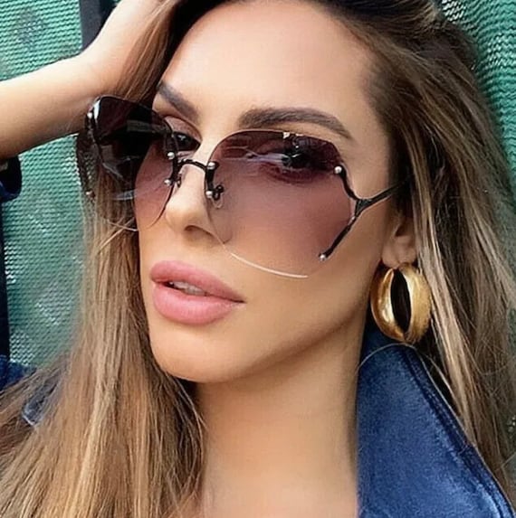 OVERSIZED Big RIMLESS Gradient Lens Women Sunglasses -  Israel
