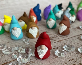 Grab Bag RANDOM SET OF 5 Freestanding Garden Gnome Charms - Miniature Clay Dwarf Fairy Garden Housewarming Party Favor Gift