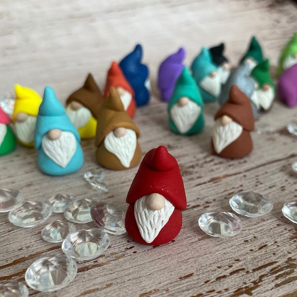 Grab Bag RANDOM SET OF 5 Freestanding Garden Gnome Charms - Miniature Clay Dwarf Fairy Garden Housewarming Party Favor Gift