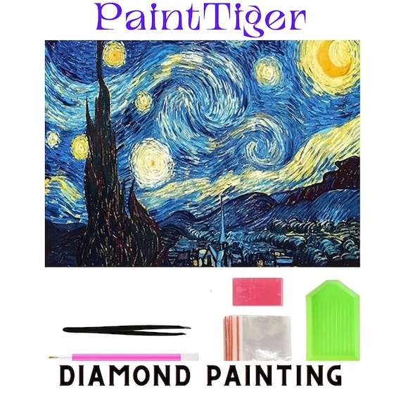 Diamond Painting Kit starry Night Do It Yourself Diamond Painting Bead Painting Kit You Make It Kit Diamond Painting Paint Tiger Kit Etsy