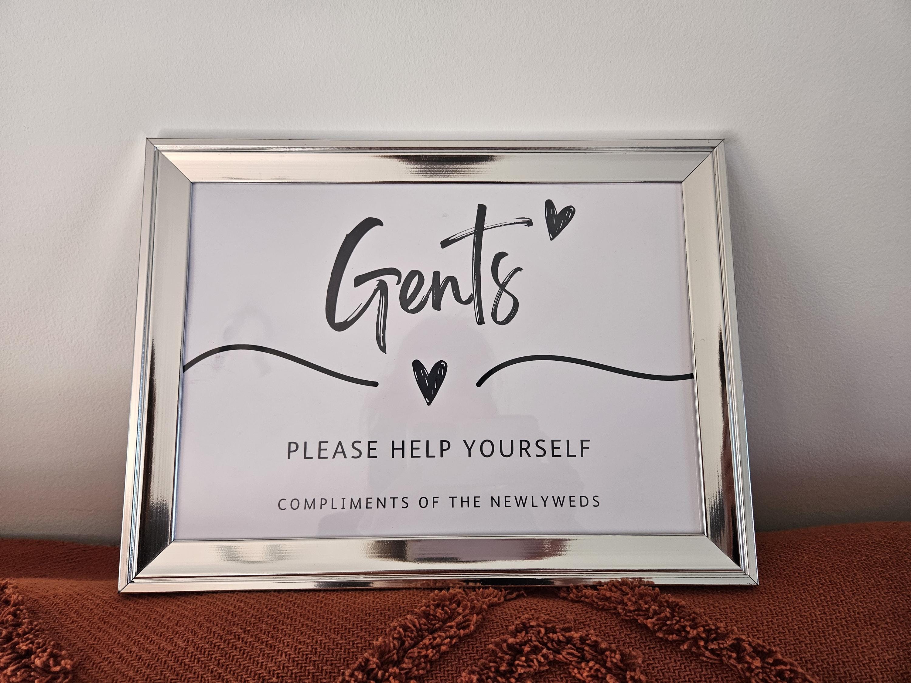 Toileties Sign Printable Bathroom Basket Sign for Wedding Guests, Ladies and Gents ...